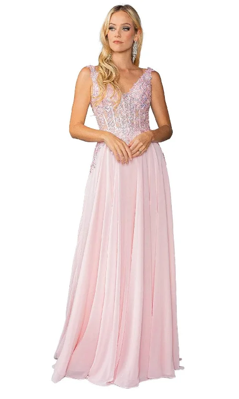 Dancing Queen 4446 - Embellished Low V-Back Prom Gown