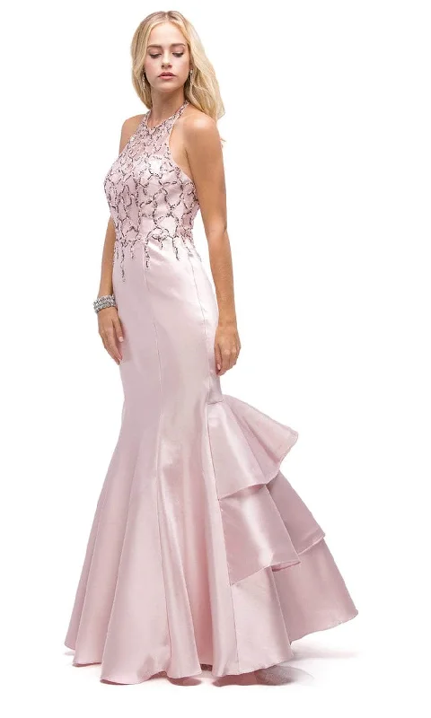 Dancing Queen 9910 - Halter Ruffled Mermaid Prom Gown