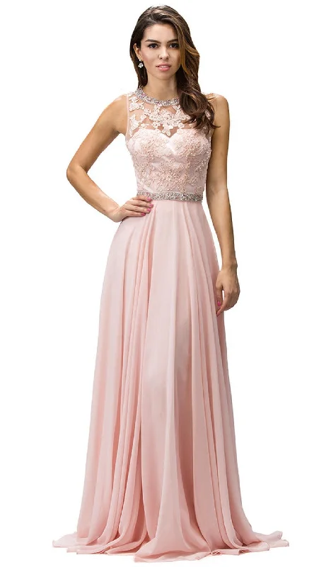 Dancing Queen - 9281 Sleeveless Open Back Chiffon Long Prom Dress