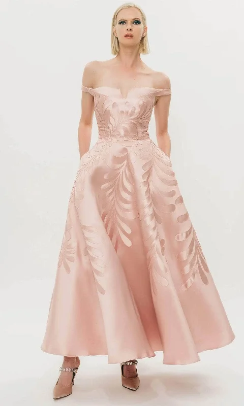 Hynes Park M563 - Printed Off-Shoulder Prom Gown