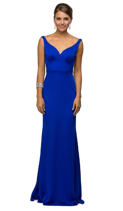 Dancing Queen - 9609 V-Neck Wide Waistband  Evening Dress